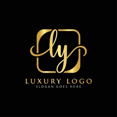 Wall Mural - Initial LY letter Logo Design vector Template. Luxury Letter LY logo Design