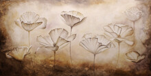 Painting Poppies Pastel Color With Texture In Canvas