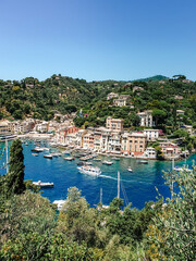 Wall Mural - Portofino Liguria Italy, Beautiful bay with colorful houses in Portofino, Liguria, Italy.Europe