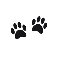 Canvas Print - Vector flat dog cat paw foot print isolated on white background