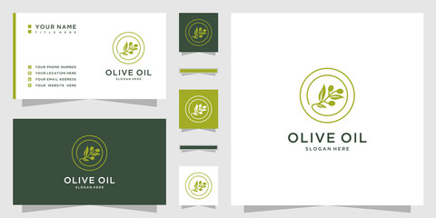 Wall Mural - Olive oil logo with letter o design