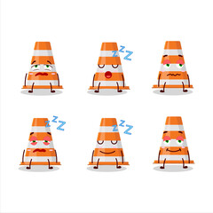 Wall Mural - Cartoon character of orange traffic cone with sleepy expression