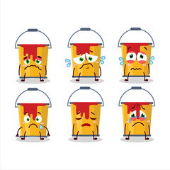 Wall Mural - Yellow paint bucket cartoon character with sad expression