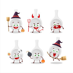 Wall Mural - Halloween expression emoticons with cartoon character of plastic spoon