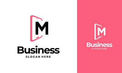 Wall Mural - m-initial phone logo designs, phone shop logo designs, modern phone logo designs vector icon