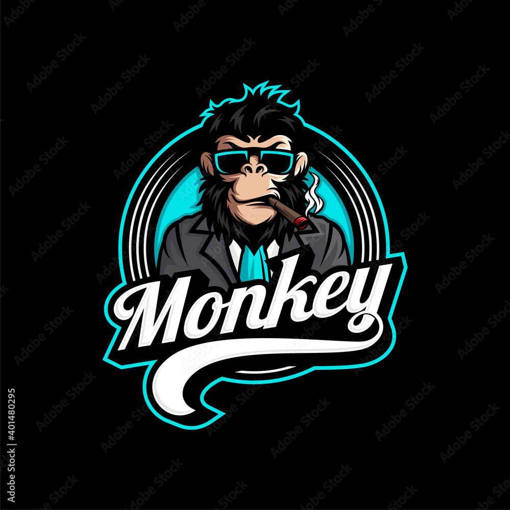 Monkey mascot logo vector. Animal vector illustration. Geek monkey logo ...