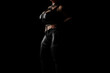 © PixlMakr - Mistress in shiny black latex costume and leather straps