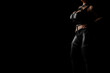 © PixlMakr - Mistress in shiny black latex costume and leather straps