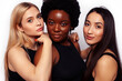 © iordani - diverse multi nation girls group, teenage friends company cheerful having fun, happy smiling, cute posing isolated on white background, lifestyle people concept, african-american, asian and caucasian