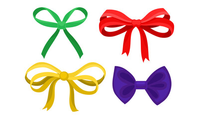 Canvas Print - Bright Bow as Ornamental Knot Made of Ribbon Vector Set