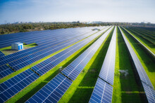 Large Solar Power Plant On A Picturesque Green Field In Ukraine