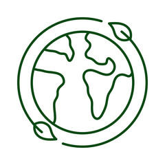 Poster - leafs plant around of planet earth ecology line icon