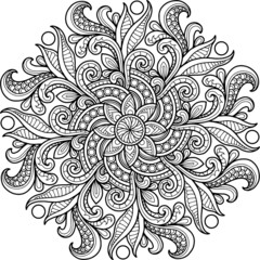 Wall Mural - Mandala Design for coloring page. T-shirt Print.