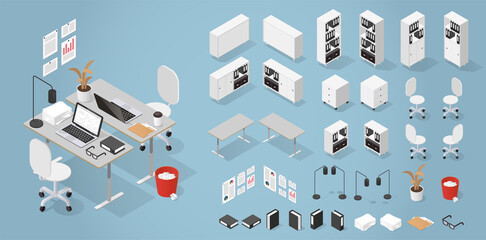 Isometric Office Furniture Kit