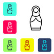 Black line Russian doll matryoshka icon isolated on white background. Set icons in color square buttons. Vector.