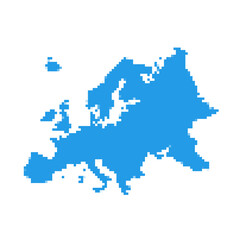  Europe pixel vector map. Square dot pixel Europe map background