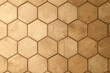 Hexagon of wood pattern background. Old wooden texture in honeycomb form of tiles, consisting of a set of hexagonal plates. It is used for interior wall decoration.
