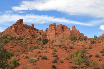 Wall Mural - Sandstone monuments looking at each other, Arches National Park