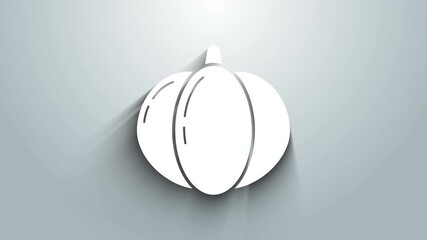 Poster - White Pumpkin icon isolated on grey background. Happy Halloween party. 4K Video motion graphic animation