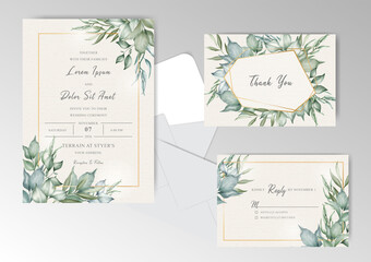 watercolor Wedding Invitation card set template