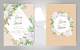 Fototapeta Boho - watercolor Wedding Invitation card set template
