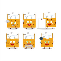 Sticker - Cartoon character of wooden toolbox with various chef emoticons