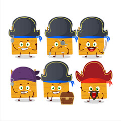 Wall Mural - Cartoon character of wooden toolbox with various pirates emoticons