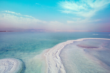 Fototapete - The texture of the Dead Sea. Salty seashore. Israel