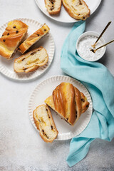 Canvas Print - Homemade sweet cake with cream and chocolate