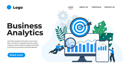 Wall Mural - modern flat design illustration of business analytics. can be used for website and mobile website or