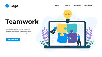 Wall Mural - modern flat design illustration of teamwork. can be used for website and mobile website or landing p