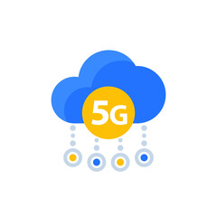 Wall Mural - 5G network icon with a cloud, vector