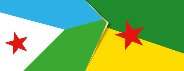 Poster - Djibouti and French Guiana flags, two vector flags.