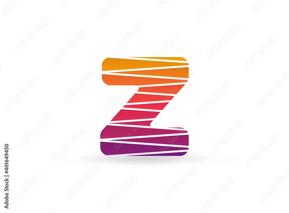 Z letter trendy gradient color logo with diagonal lines. Sliced design ...