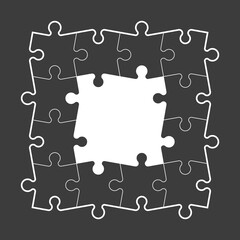 Leinwandbilder - A lot of piece flat puzzle pattern presentation. Many step puzzles business background. Simple pattern. Section compare service banner. Puzzle illustration template simple shape. Abstract Background