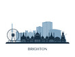 Brighton, UK skyline, monochrome silhouette. Vector illustration.
