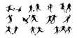 © Svetlana - Football icon. set of silhouettes of football players in different poses, vector on a white background. Contour style.