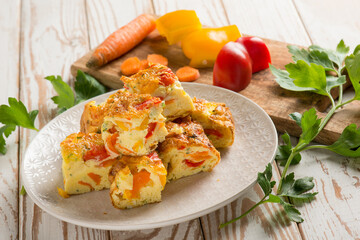 Poster - sliced omelette with mixed vegetables