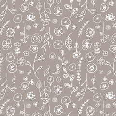 北欧風おしゃれな継ぎ目のない背景パターン　Vector illustration of a seamless floral pattern for Wedding