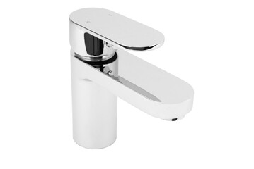 Wall Mural - A modern faucet, a cold/hot water mixer tap, for bathroom and kitchen isolated on a white background