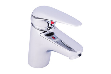 Sticker - A modern faucet, a cold/hot water mixer tap, for bathroom and kitchen isolated on a white background