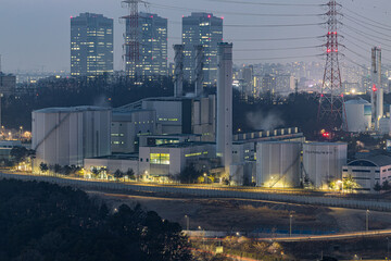 Wall Mural - the night view of the industrial complex