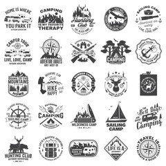 Wall Mural - set of sailing club, hunting club and camping badges, patches. vector. concept for shirt or logo, pr