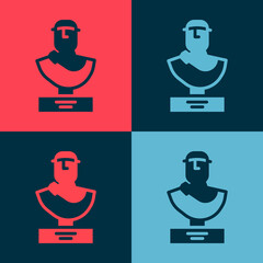 Poster - Pop art Ancient bust sculpture icon isolated on color background. Vector.