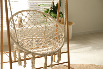 Poster - Comfortable hammock chair in stylish room. Interior design