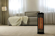 © New Africa - Modern electric halogen heater on floor in living room interior