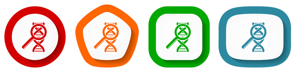 Poster - Dna, genetic research vector icon set, flat design buttons on white background