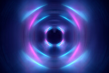 Abstract Zoom Effect In Blue And Pink Neon Tunnel Background