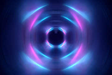 Wall Mural - Abstract zoom effect in blue and pink neon tunnel background