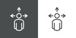 © teracreonte - Símbolo decisión. Icono plano lineal hombre con flechas con lineas en fondo gris y fondo blanco